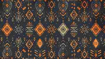 Photo tribal seamless pattern with hand drawn ethnic elements colorful geometric shapes lines and dots