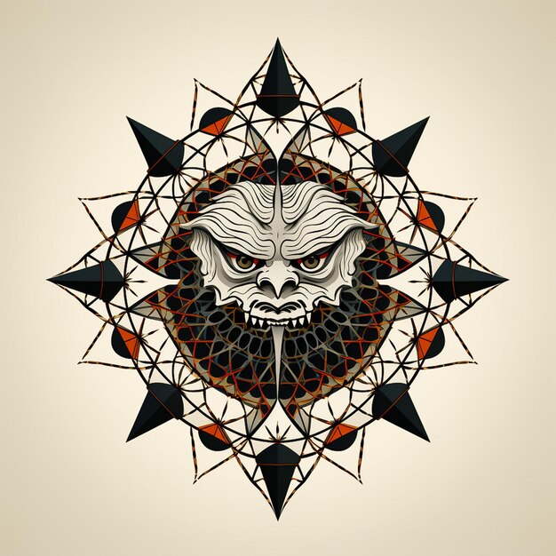 Foto ornamento simbolo tribale combinato con cyber design per la custodia della tazza della maglietta