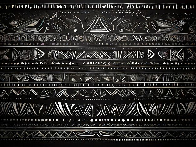 Photo tribal texture line art black background