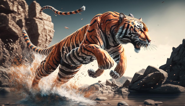 Tribal tiger jumpGenerative AI