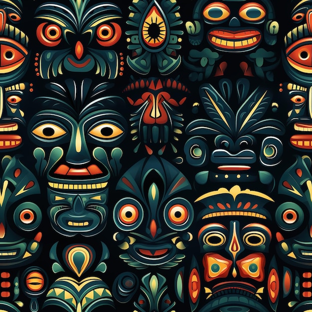 Tribal Totems Seamless Pattern Texture Background