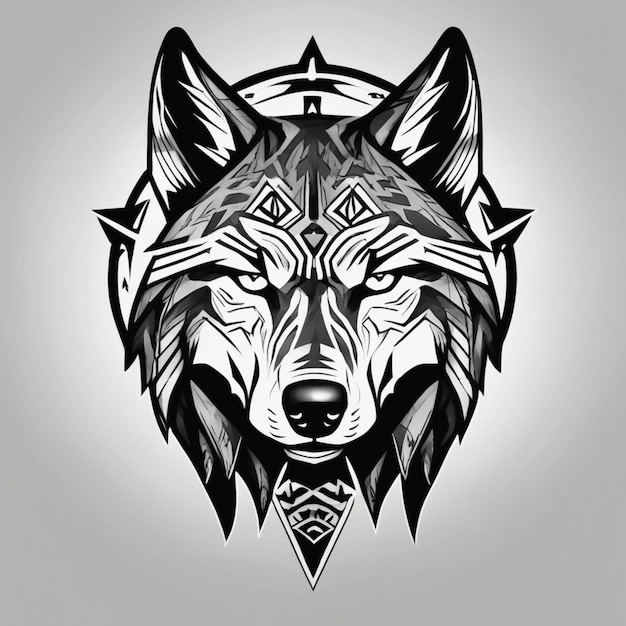 Tribal Wolf in Intricate Design