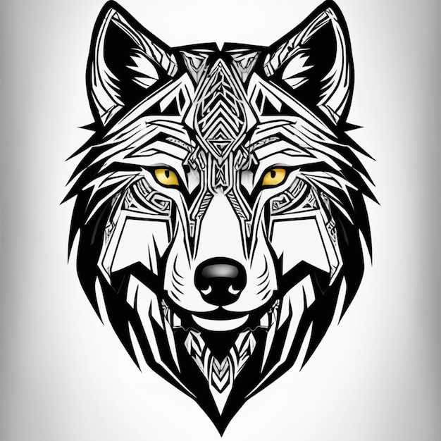 Tribal Wolf in Intricate Design