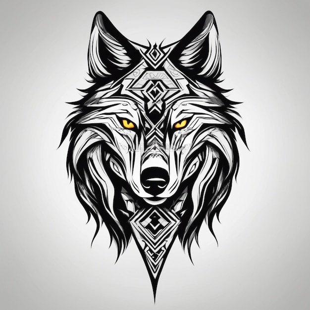 Tribal Wolf in Intricate Design