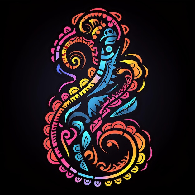 A TribalInspired Neon Serpent Neon Neon Line Design Creative Art Simple And Minimalis