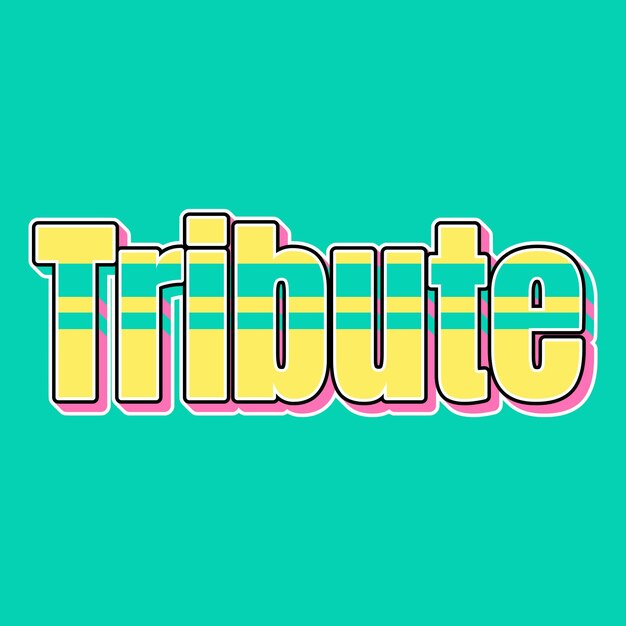 Tribute Typography Vintage 90s 3d design yellow pink text background photo jpg