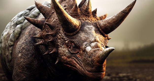Triceratops dinosaurs on dark background dinosaur animal history concept living dinosaur late cretac