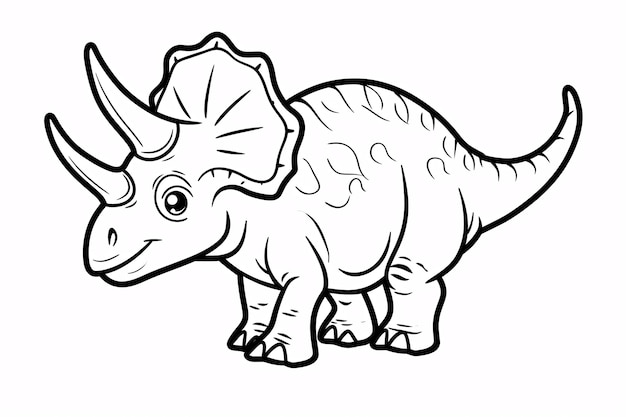 Foto triceratops dinosaurus zwarte witte lineaire doodles lijnkunst kleurblad kinderen kleurboek