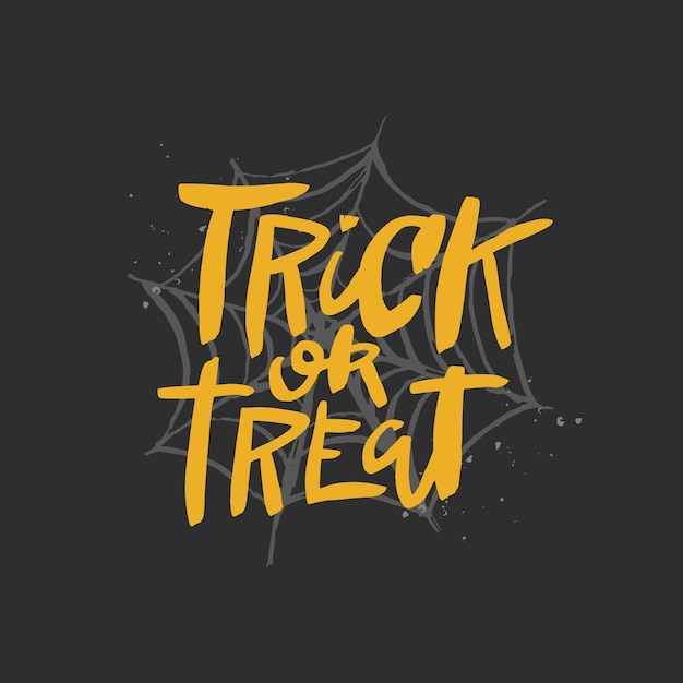 Trick or treat brush lettering Handwritten Halloween typography