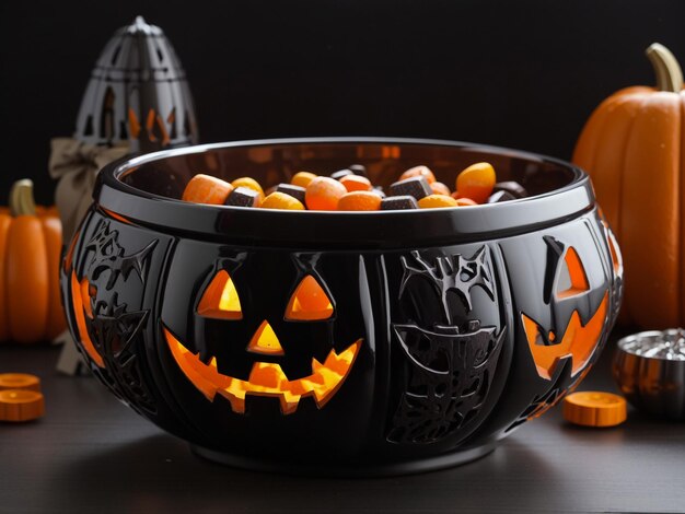 Photo trick or treat halloween jack o lantern candy bowl