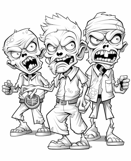 Trick or Treat with the Zombies Crisp Coloring Book Pages Kids