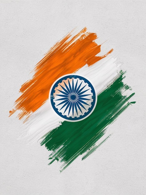 インドの独立記念日のために描かれた三色のインド国旗