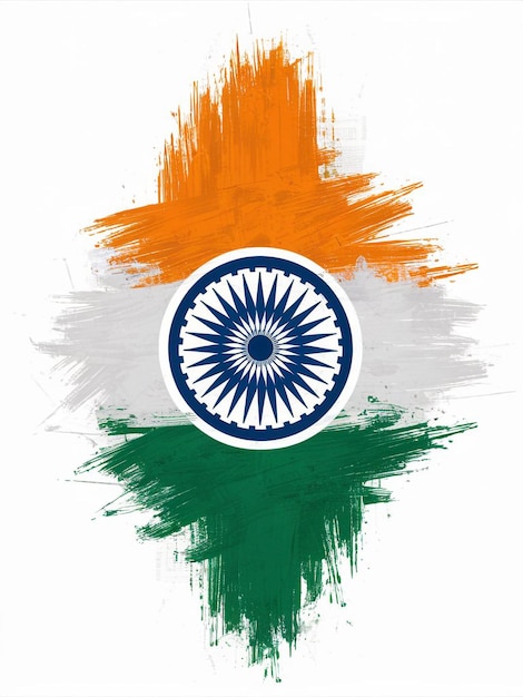 インドの独立記念日のために描かれた三色のインド国旗