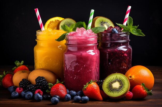 Tricolor juice of three different fruits