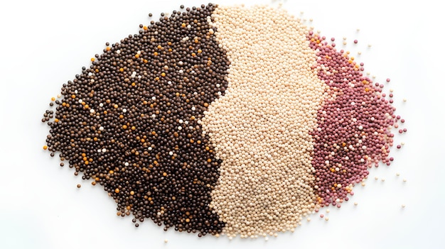 TriColor Quinoa Seeds Blend Pile Isolated on White Top View