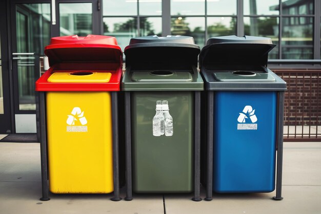 Tricolor recycling bins for waste sorting