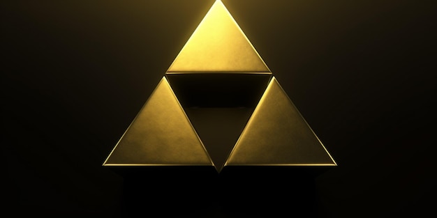 A triforce symbol is shown in black and gold.