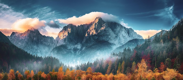 Triglav mountain peak at sunrise