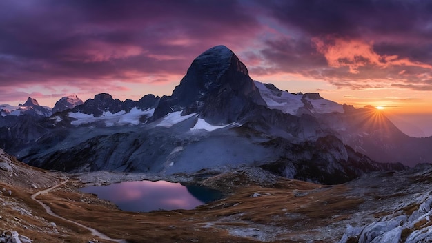 Triglav mountain peak at sunrise