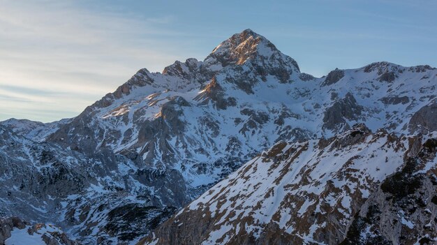 Triglav mountain in winter in julian alps