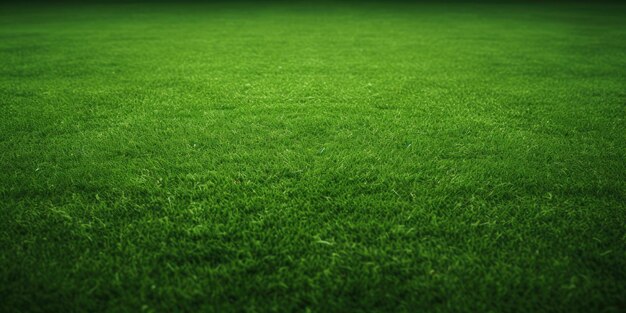 Photo trimmed green grass field with textures and soft lighting front view carpet for soccer or golf game