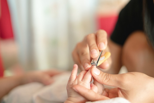 Trimming new born baby hand