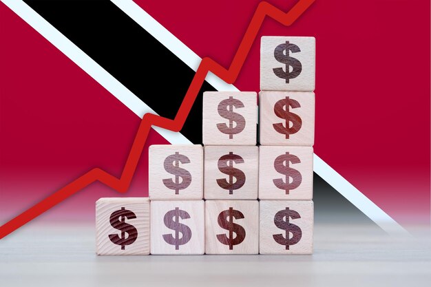 Photo trinidad and tobago economic collapse increasing values with cubes financial decline crisis
