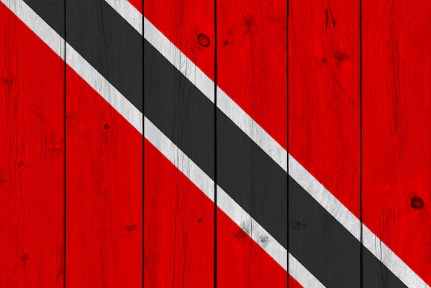 Trinidad and Tobago flag painted on old wood plank