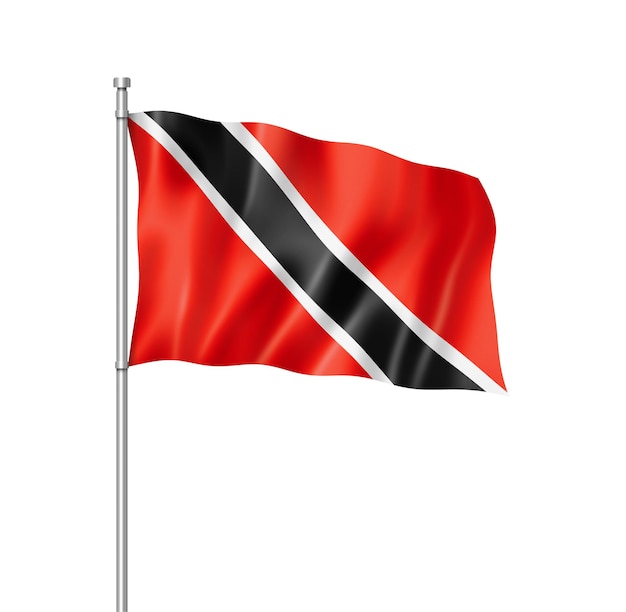 Trinidad And Tobago flag, three dimensional render, isolated on white