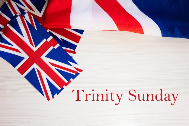 Trinity Sunday British holidays concept Holiday in United Kingdom Great Britain flag background