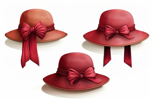 Trio of Festive Red Hat Delights On White or PNG Transparent Background