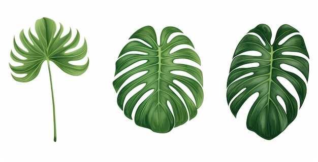 'Trio of Tropical Monstera Leaves Perfect for Home Decor'