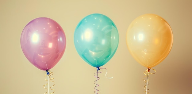 Trio of Vibrant Balloons in Harmonious Alignment