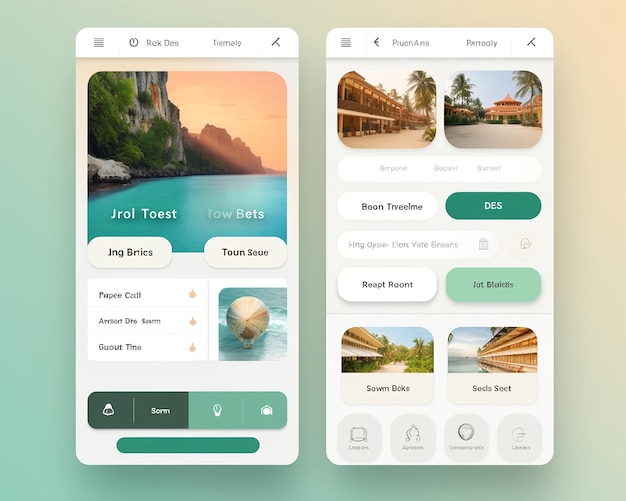Photo trip and travel app ui design by generative ai