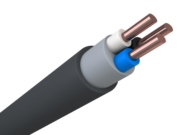 Triphasic Power Cable Wires 3D