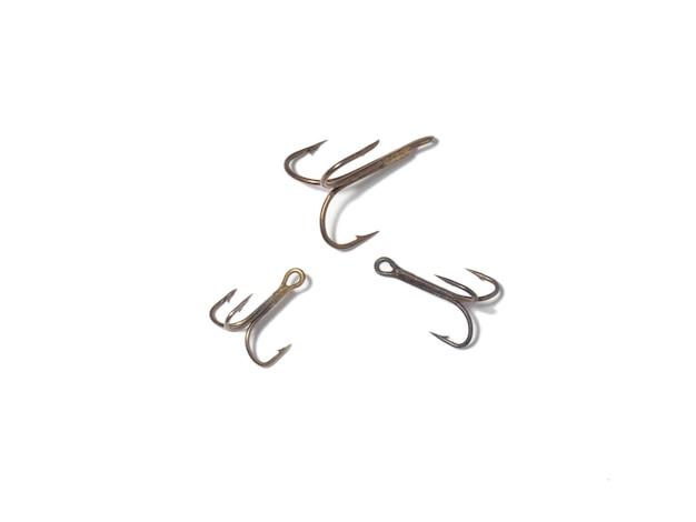 Premium Photo  Triple hooks on a white background fishing