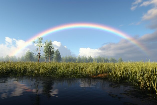 Triple rainbow after rain