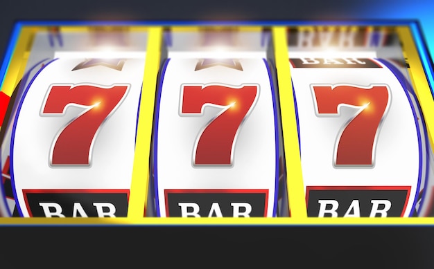 Photo triple seven casino slot machine 3d illustration