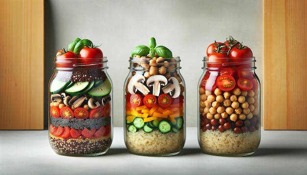 TripleLayered Salad Jars for Healthy Gourmet Snacking