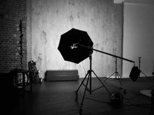 Photo tripod in studio