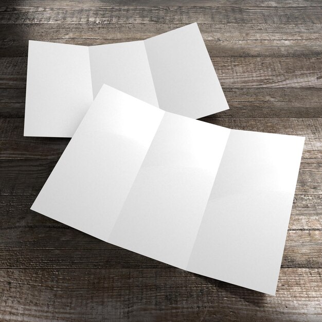 Tripple DL flyer mockup op houten achtergrond