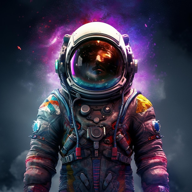 Trippy astronaut fully formed image Generative AI