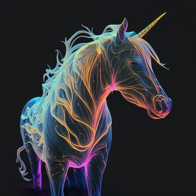 Premium AI Image | Trippy neon lighting rainbow unicorn wallpaper ...