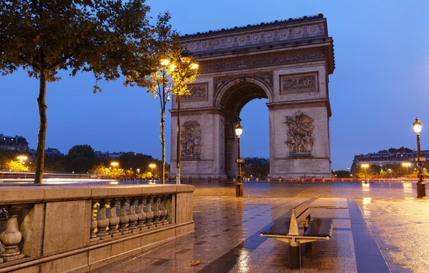 The Triumphal Arch in evening Paris France