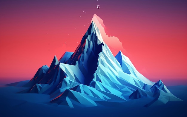 Triumphant Futuristic Mountain Illustration Generative AI