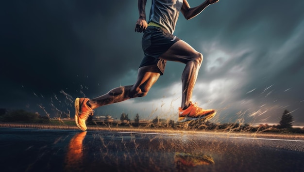 Photo a triumphant runner journey to success in the competitive world of sports inspiring others along the way the thrill of victory ai generative