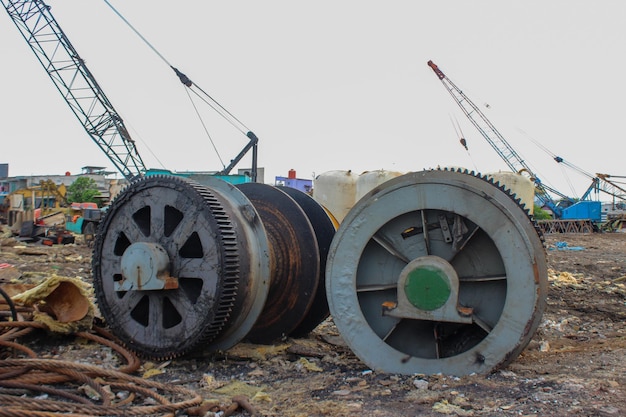 Troep van containerhavenapparatuur