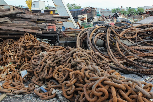 Troep van containerhavenapparatuur