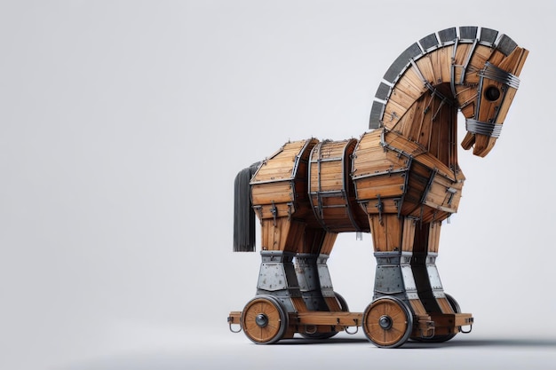 Photo trojan horse on a light background space for text