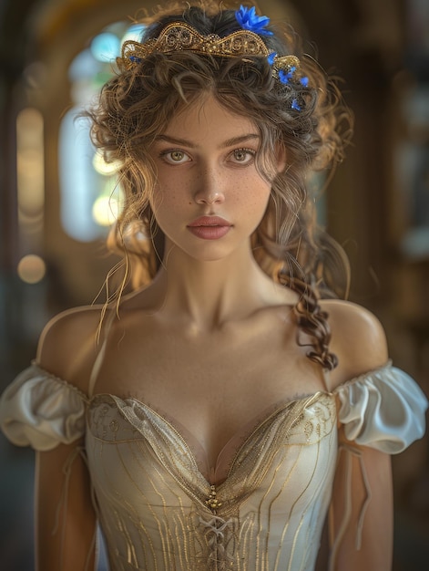 Photo trojan princess of unearthly beauty in ancient greek clothing and jewelry helen queen of troy and alexandria divine beauty